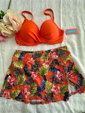 Nique Orange Bikini Top with Pink Lining